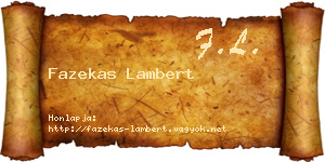 Fazekas Lambert névjegykártya
